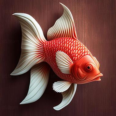 3D model Red and white oranda fish (STL)